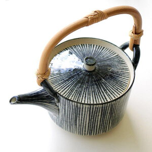 アウトレット 土瓶 急須 おしゃれ ポット 陶器 茶こし付き 和風 モダン 赤津焼 十草模様 日本製 竹 焼き物 呉須十草 土瓶