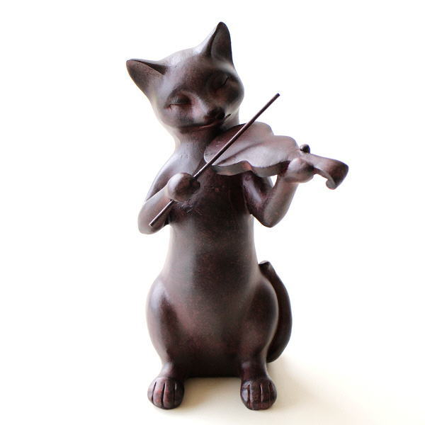 楽天市場】ネコ 猫 置物 おしゃれ オブジェ かわいい バイオリン 楽器