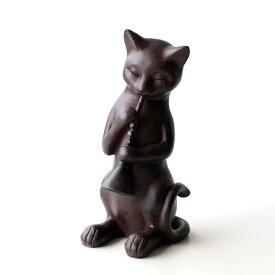 猫 ネコ ねこ 置物 おしゃれ オブジェ かわいい 楽器 小物 インテリア雑貨 贈り物 ネコグッズ 置き物 玄関 アンティーク風 ネコのオブジェ クラリネット