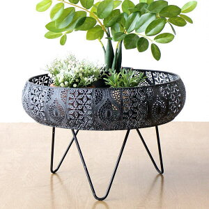 鉢カバー プランターカバー おしゃれ アイアン アンティーク 鉢 脚付き 直径37.5cm フラワースタンド フラワーポット リビング 鉢植え メタルフラワー 脚付きバスケット L