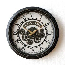 掛け時計 壁掛け時計 おしゃれ アイアン アンティーク 大きめ かっこいい インテリア デザイン モダン 丸型 ラウンド アイアンの掛け時計 ギアー B