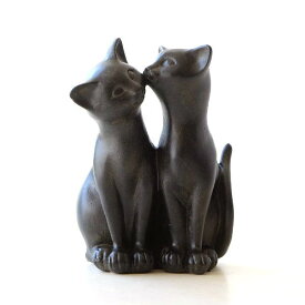 猫 置物 置き物 ペア おしゃれ アンティーク レトロ 黒猫 ねこ ネコ かわいい 可愛い 玄関 インテリア オブジェ おすわり キャット CAT 小物 雑貨 仲良し子ネコのオブジェ
