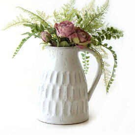 花瓶 おしゃれ 陶器 フラワーベース 花器 かわいい ハンドル付き ピッチャー型 シンプル モダン アンティーク レトロ ドライフラワー テラコッタベース