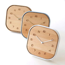置き時計 置時計 壁掛け 卓上 おしゃれ 木製 陶器 天然木 無垢 小さい アナログ シンプル かわいい ナチュラル スイープセコンド 角丸 日本製 陶器とウッドのクロック 3カラー