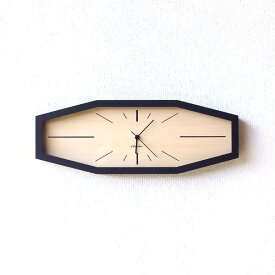 掛け時計 壁掛け時計 おしゃれ 横長 木製 無垢材 静音 静か 電波時計 電波スイープ スタイリッシュ シンプル ナチュラル 日本製 ブラック LINEクロック 電波時計 BK