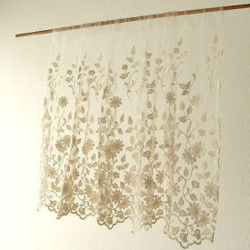 楽天市場 カフェカーテン カーテンの丈 90cm 柄刺繍 カーテン
