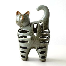 お香立て 香炉 陶器 おしゃれ ネコ ねこ かわいい LEDキャンドル キャンドルホルダー 置物 オブジェ プレゼント インテリア 陶器 猫の香炉