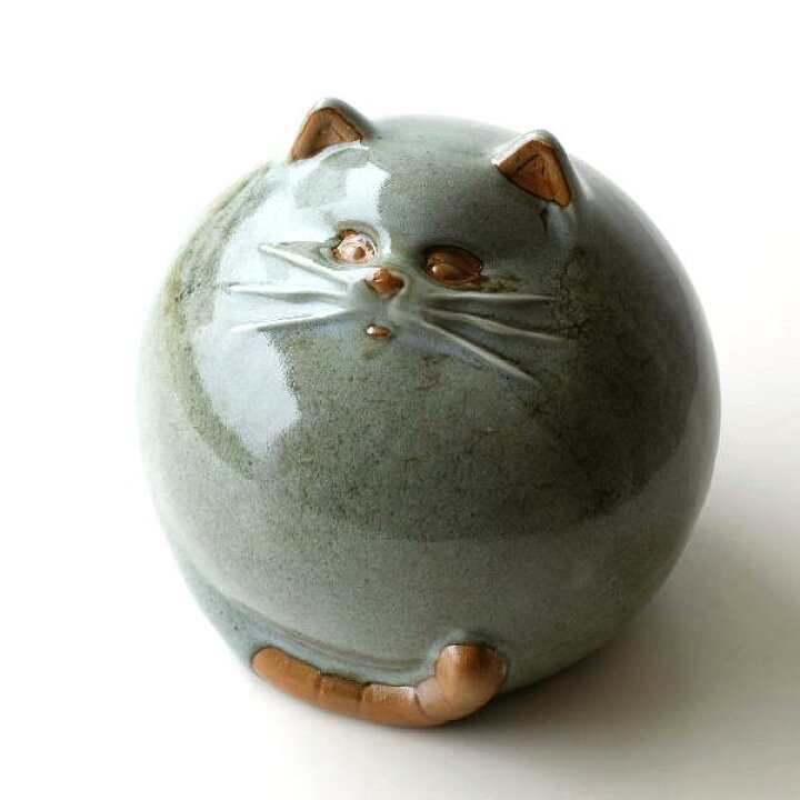 楽天市場】猫 置物 陶器 ねこ ネコ 置き物 オブジェ 雑貨 丸い 