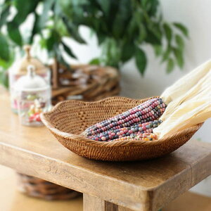 かご カゴ バスケット トレイ おしゃれ オーバルバスケット アタ製 天然素材 小物入れ 収納かご ナチュラル キッチン リビング 収納 アジア雑貨 インテリア アタオーバルバスケット