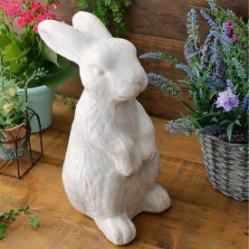 うさぎ ウサギ 置物 オブジェ 陶器 おしゃれ かわいい ガーデン 庭 エントランス 雑貨 玄関 動物 大きめ アンティーク調 インテリア 陶器のラビットの置物