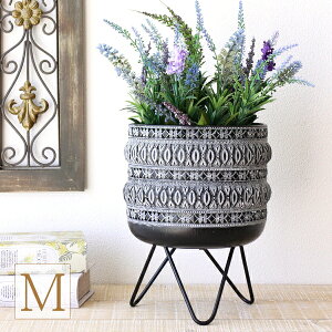 鉢カバー おしゃれ 7号 アイアン 観葉植物 植木鉢カバー バスケット かご 丸 脚付き 穴なし 軽量 グレー プランターカバー 鉢植えカバー フラワーポット 金属 フラワースタンド 室内 玄関 リ