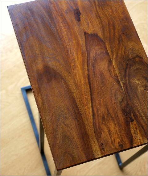 サイドテーブル 木製 アイアン コの字型 ソファーサイドテーブル ベッドサイドテーブル モダン シンプル アンティーク ナチュラル おしゃれ 天然木  無垢 鉄 ブラウン 茶色 ブラック 黒 カフェーテーブル シーシャムとアイアンのサイドテーブル | ギギｌｉｖｉｎｇ