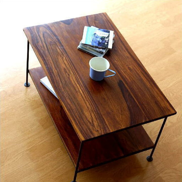 楽天市場】ローテーブル コンパクト 収納棚付き おしゃれ 木製  