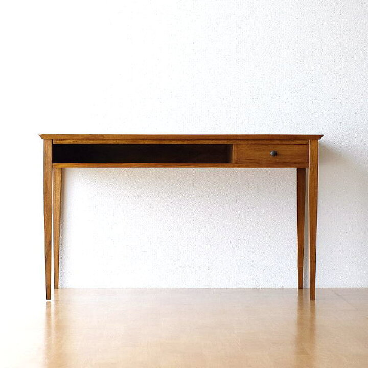 楽天市場】机 デスク パソコンデスク 木製 チーク 無垢 天然木 書斎机 