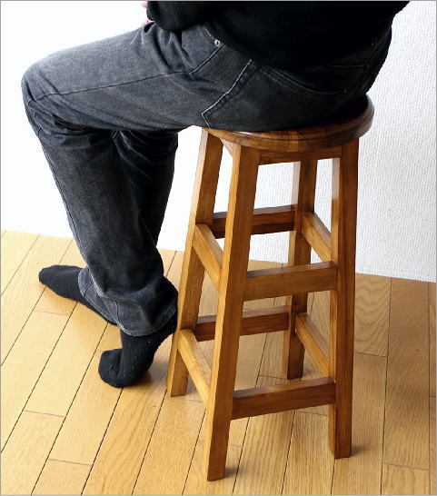 楽天市場】スツール チーク無垢材 天然木製スツール 丸椅子 カウンター
