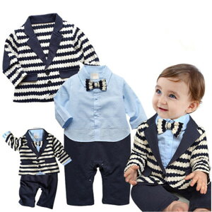 フォーマル長袖ロンパース ベビースーツ【送料無料 】男の子 80cm 90cm 95cm 新生児 幼児 ベスト シャツ ベビー服 結婚式 出産祝い プレゼント ギフト 七五三 撮影 誕生日 お宮参り 記念日 蝶ネ