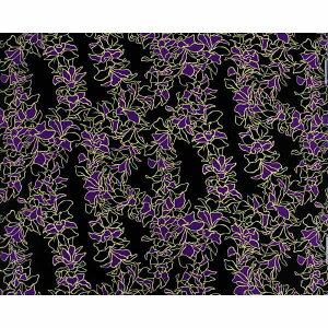 ハワイ ポリ コットン 生地 LW-21-785 【 レイ アロハ 】 ブラック