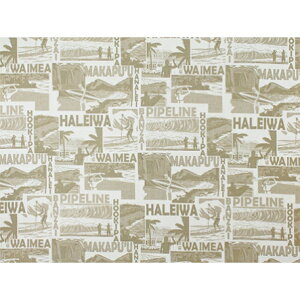 ハワイ ハワイアン コットン生地 CM-1-25【 ハワイビーチ 】ベージュ