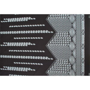 ハワイアン ポリコットン生地 LW-13-316【 タパ ボーダー 】 ブラックシルバー