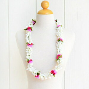 ハワイ フラ衣装 シルク フラワーレイ【 ジャスミン&ボースファーン 】アイボリー