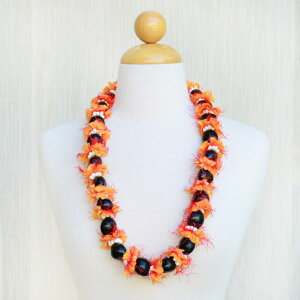 ハワイアン フラアクセサリー ククイレイ【 ホワイトモンゴシェル&フラワー 】 ブラック