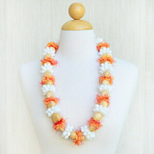 ハワイアン フラアクセサリー ククイレイ【 バブルシェルリング&フラワー 】 ナチュラル