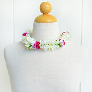 ハワイ フラ衣装 シルク フラワーヘッドバンド【 ジャスミン&ボースファーン 】 アイボリー