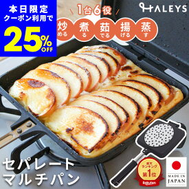 本日限定【25%OFFクーポン】 1台6役 グリル＆モア Grill＆More 両面フライパン IH対応 燕三条製 日本製 着脱式 ホットサンドメーカー マルチパン バゲットサンドメーカー グリルパン 深型 グリモア ハレイズ HALEYS
