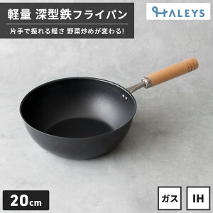 【デビュー専用】 燕三条製 深型 鉄フライパン 20cm 日本製 鉄フライパンIH 鉄 フライパン 軽量 軽い 鉄製 ミニフライパン 揚げ物 一人 一人用 一人暮らし HALEYS 木製ハンドル オリジナルガイド