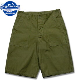 ★BUZZ RICKSON'S（バズリクソン）TROUSERS MEN'S, COTTON SATEEN OLIVE GREEN,QM SHADE 107, TYPE 1, CLASS SHORTS（トラウザースコットンサテンオリーブグリーンクラッシックショーツ タイプ107）【BR51735】ミリタリーショーツ ベイカーショーツ