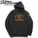 Deluxeware（デラックスウエアー）プルオーバースウェットパーカ60s PRINT MEDIUM HOODED PARKA LPL-06 TRACK【ブラック・BLK】