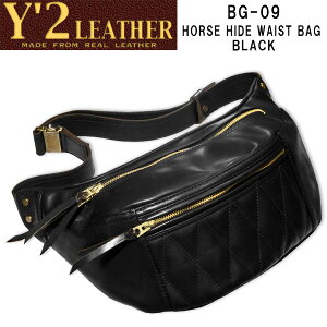 Y'2 LEATHER�i���C�c�[���U�[�jHORSE HODE WAIST BAG�i�z�[�X�n�C�h�E�G�X�g�o�b�O�jBG-09�yBLACK�E�u���b�N�z