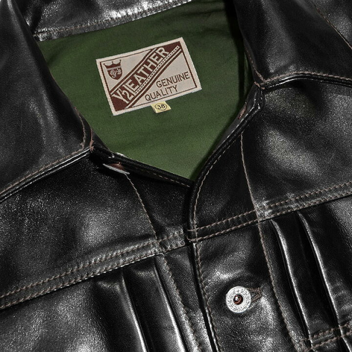 Y2LEATHER ブラックアニリンホース カーコート 38 茶芯 着用少ない 