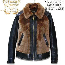 　Y'2 LEATHER （ワイツーレザー）HORSE HIDE GRIZZLY JACKET 25th Anniversary Limited（ホースハイドグリズリージャケット25周年限定モデル）【Y2-10-25th】インディゴホース×ゴールドムートン