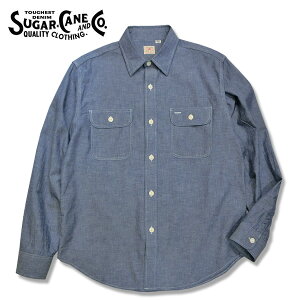 ���m�G���^�[�v���C�YSUGAR CANE�i�V���K�[�P���jBLUE CHAMBRAY WORK SHIRT �iLONG SLEEVE�j�i�u���[�V�����u���[�������[�N�V���c�V���c�j�ySC27850�z
