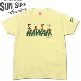 SUN SUR×PEANUTS（サンサーフ×ピーナッツ）コラボレーション半袖Tシャツ【SS78228 "HAWAII"】イエロー