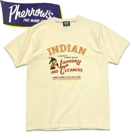 PHERROW'S（フェローズ）半袖プリントTシャツ24S-PT10 INDIAN【S.ホワイト】