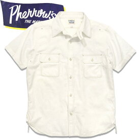 PHERROW'S　(フェローズ ）半袖シャンブレーワークシャツ24S-770WSS【ホワイト】
