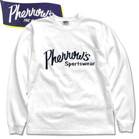 PHERROW'S（フェローズ）プリント長袖Tシャツ【PLT1】ホワイト