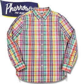 PHERROW'S　(フェローズ ）コットンリネンマドラスチェックBDシャツ【21S-PBD2】