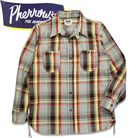 PHERROW'S　(フェローズ ）長袖チェックネルシャツ23W-720WS【グレー】