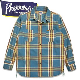 PHERROW'S　(フェローズ ）長袖チェックネルシャツ23W-720WS【ブルー】