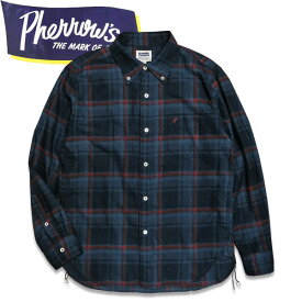PHERROW'S　(フェローズ ）インディゴチェックBDシャツ【23W-PBD2】インディゴレッドチェック