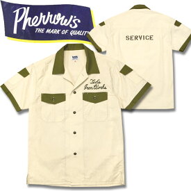 PHERROW'S　(フェローズ ）2トーンワークシャツ【21S-P2WS1】オフホワイト×オリーブ