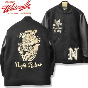 WHITESVILLE �i�z���C�c�r���j30oz.WOOL MELTON HALF LENGTH AWARD JACKET30�I���X�E�[�������g���n�[�t��A���[�h�W���P�b�gWV15787-119�yBLACK/BLACK�E�u���b�N/�u���b�N�z�n�[�t��X�^�W���� NIGHT RIDERS �i�C�g