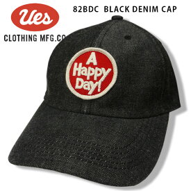 UES(ウエス)ブラックデニムキャップ【82BDC A Happy Day!】レッドワッペン