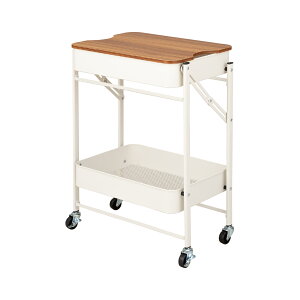 【★ポイント5倍★】10/24~10/27開催!お買い物マラソン(要エントリー) SMART 折り畳める2段ワゴン Amely ホワイト 生活 雑貨 家電 インテリア