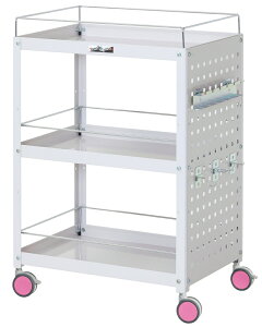 【★ポイント5倍★】10/14~10/17開催!お買い物マラソン(要エントリー) 【法人限定】【工具保管・落下防止に】色彩(Irodori)ワゴン パンチングパネル・コボレ止め付き3段 CWCPF-3-RE