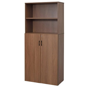 【★ポイント5倍★】10/14~10/17開催!お買い物マラソン(要エントリー) 【法人限定/車上渡し】アール・エフ・ヤマカワ プラン木製シェルフ W800×H1850 ウォルナットxウォルナット 下部扉付き RF