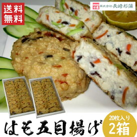 はも五目揚げ2箱セット（合計40枚） / 送料無料 長崎杉蒲 長崎 はも 魚肉 五目揚げ お買得 お得 練り物 練製品 （北海道・沖縄別途送料）